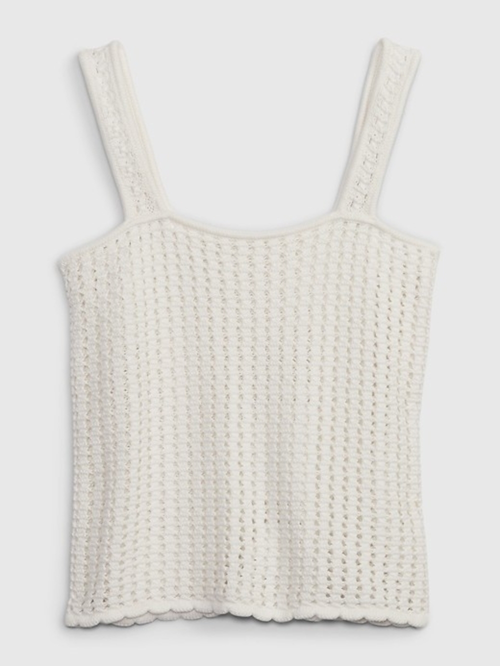 Women's Crochet Square-Neck Tank Top - White